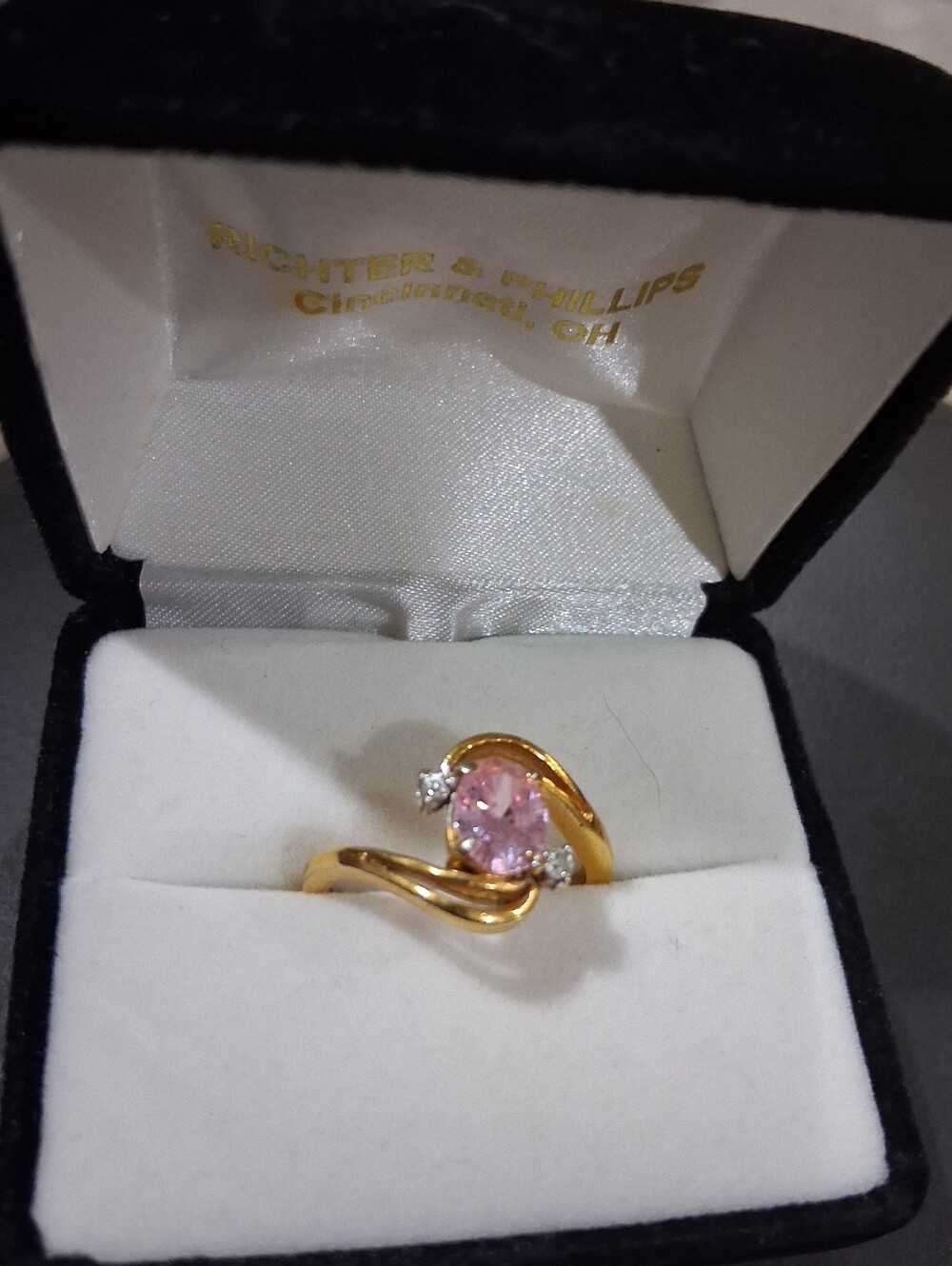 14Kt Gold over .925 Sterling Silver 1 Carat Pink Topaz & CZ Statement RingSize 7
